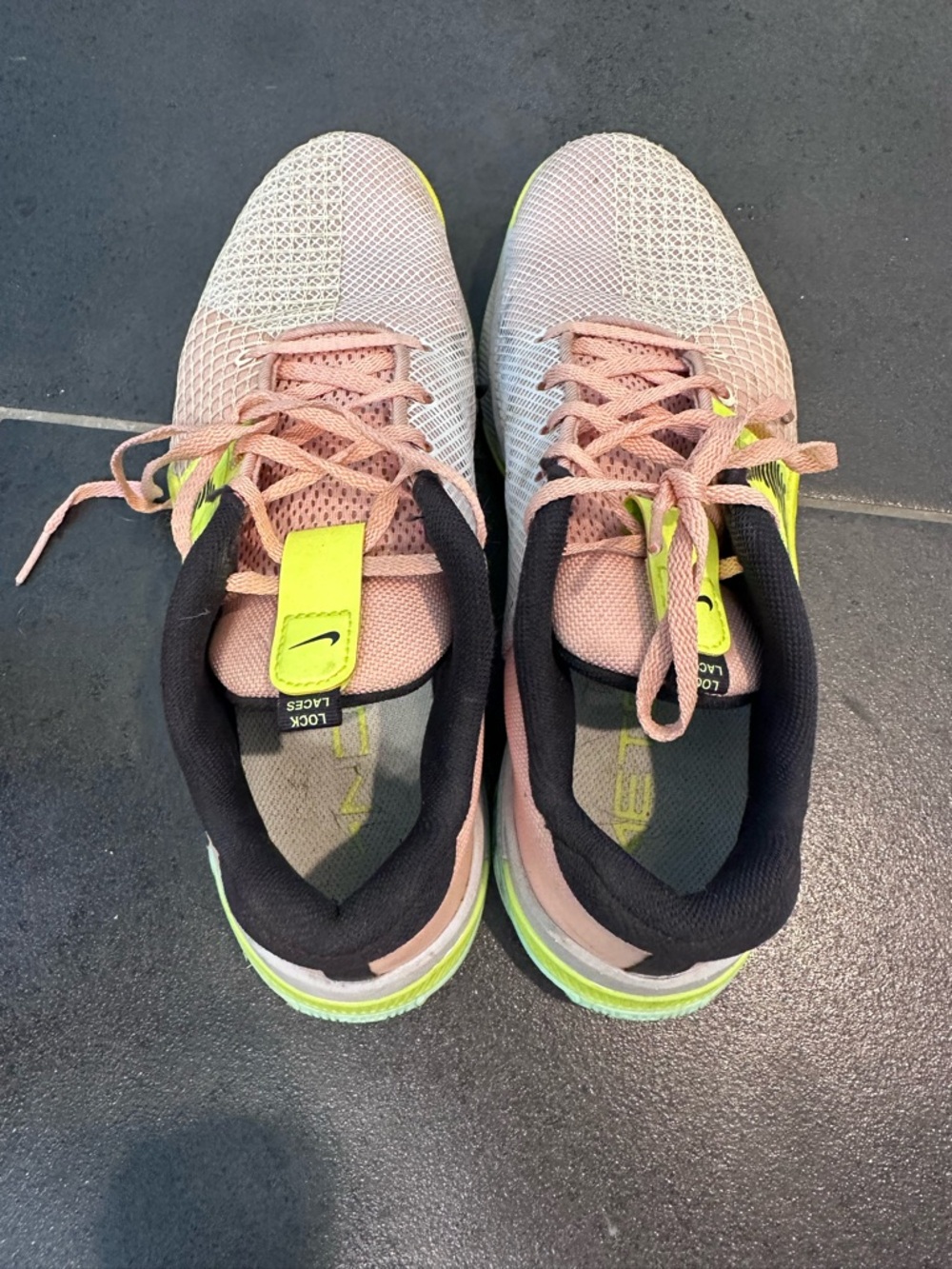 Nike Women’s Pink and Lime Lightweight Running Shoes. Nike React women’s size 10